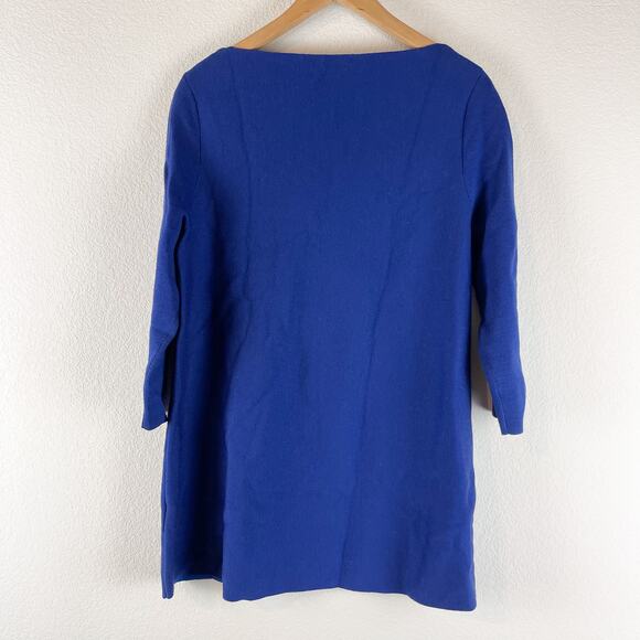 Cos Wool Blend Tunic Sweater Womens Medium Blue Boatneck 3/4 Sleeves Modern - Picture 7 of 11